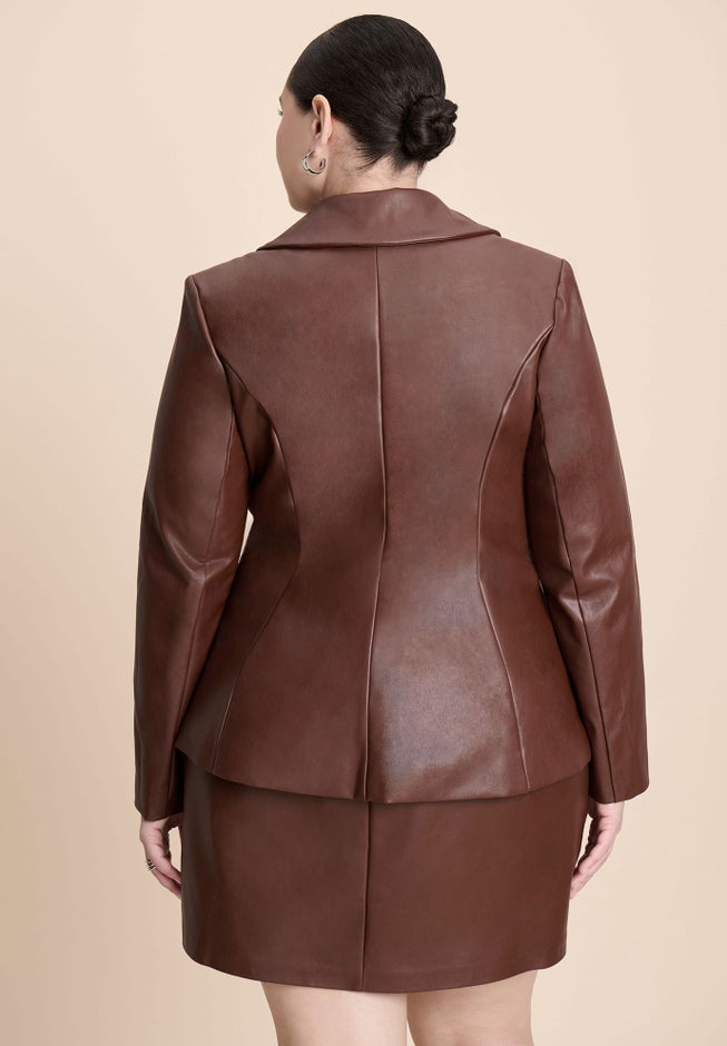 Faux Leather Split Hem Jacket image number 1