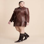 Faux Leather Split Hem Jacket image number null