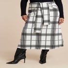 Plaid Midi Sweater Skirt With Sleeve Ties image number null