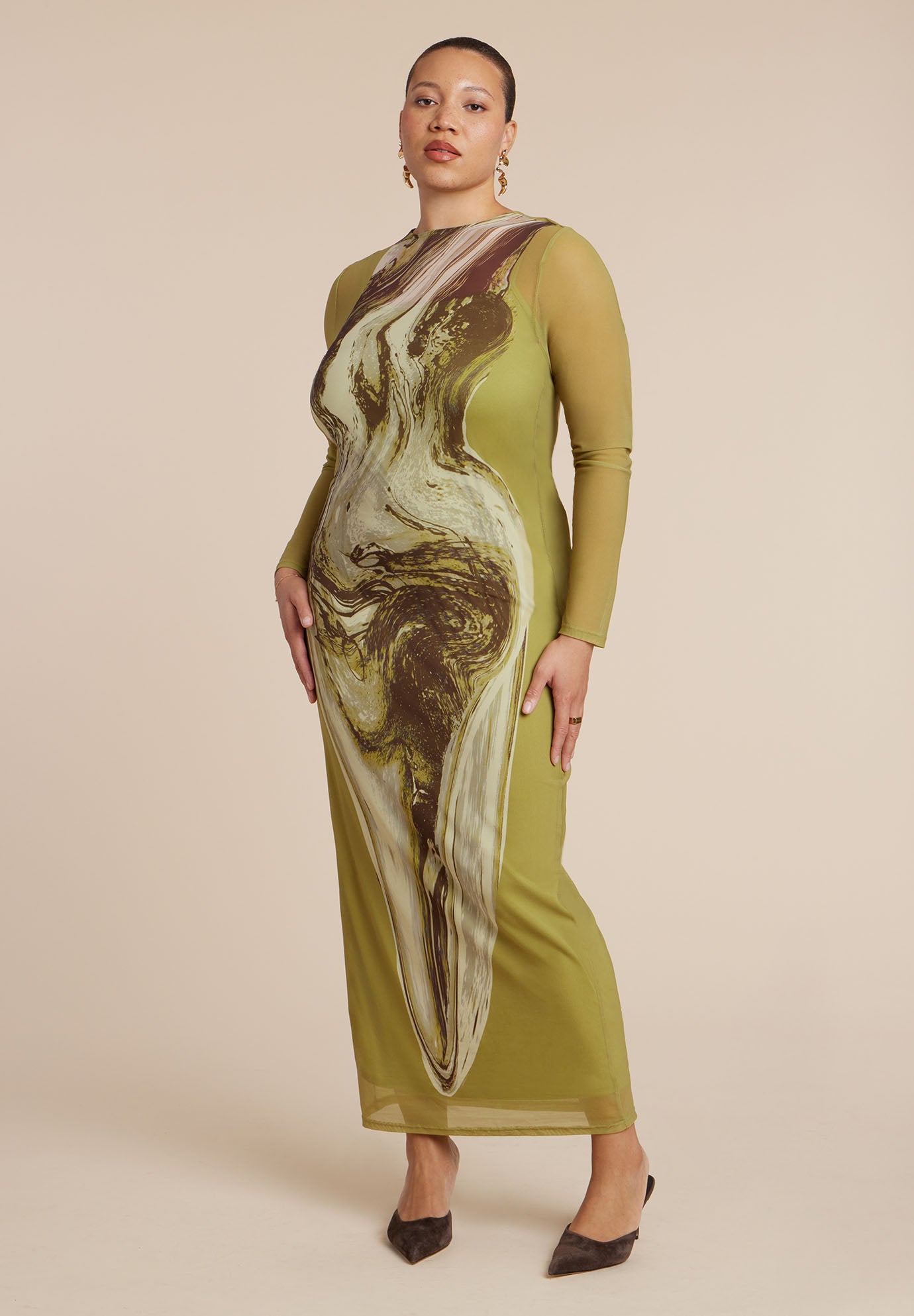 Printed Mesh Dress image number 1