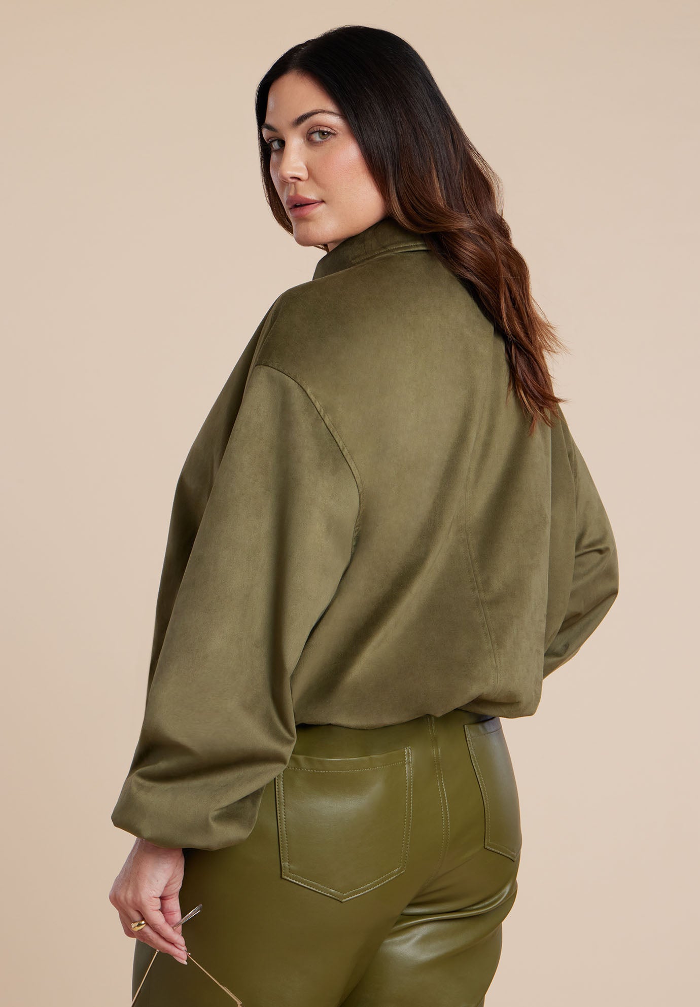 Faux Suede Bomber Jacket image number 2