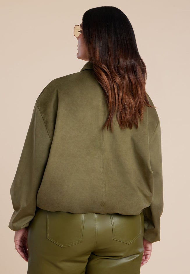 Faux Suede Bomber Jacket image number 3