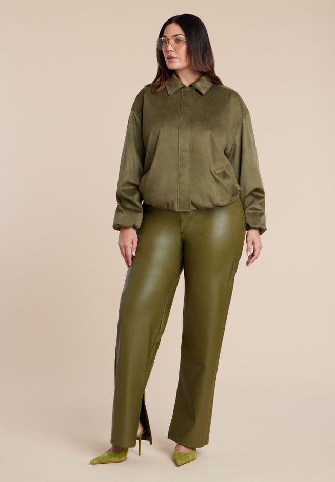 Faux Suede Bomber Jacket image number 4