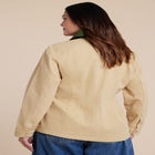 Nipped Waist Barn Jacket With Faux Leather Collar image number null