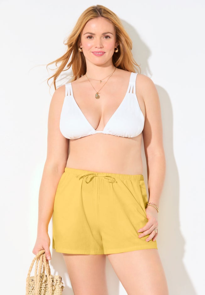 Cotton Tie-Front Cover Up Shorts image number 3