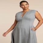 Notch Seam Detail Ponte Dress image number 2