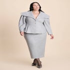Wide Collar Peplum Heathered Jacket image number null