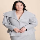 Wide Collar Peplum Heathered Jacket image number null