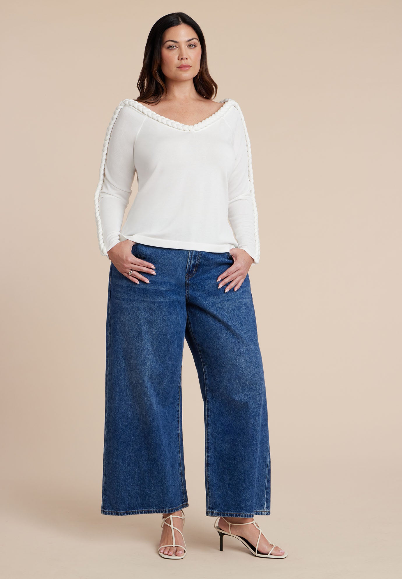 Extended Cable Detail Sweater image number 3