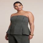 Seam Detail Strapless Top image number null