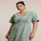 V Neck Flare Denim Dress image number null