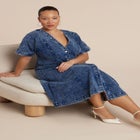 V Neck Flare Denim Dress image number null