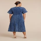 V Neck Flare Denim Dress image number null
