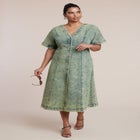 V Neck Flare Denim Dress image number null