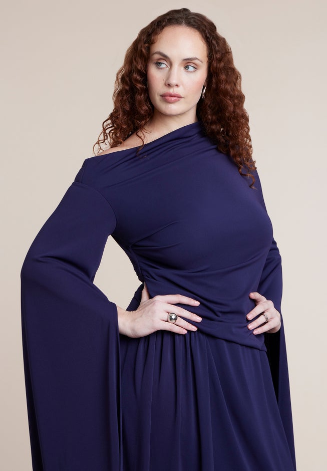 Cape Sleeve Draped Maxi Dress image number 2