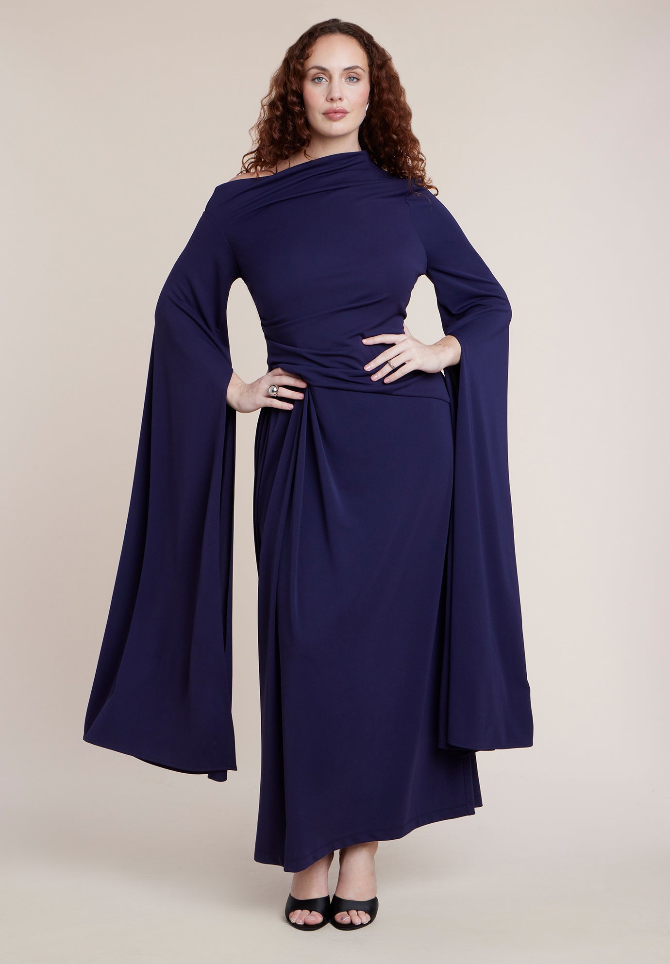 Cape Sleeve Draped Maxi Dress image number 0