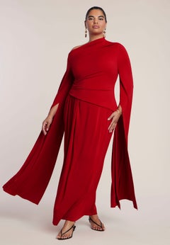 Cape Sleeve Draped Maxi Dress