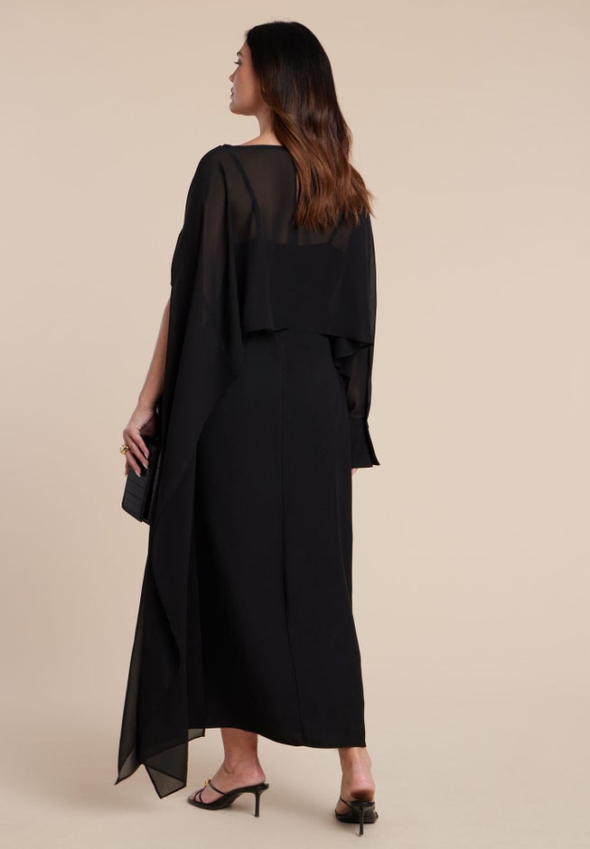Flowy Sheer Cape Dress image number 4