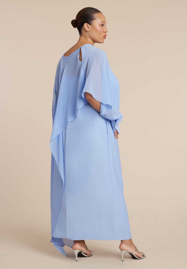 Flowy Sheer Cape Dress image number 3