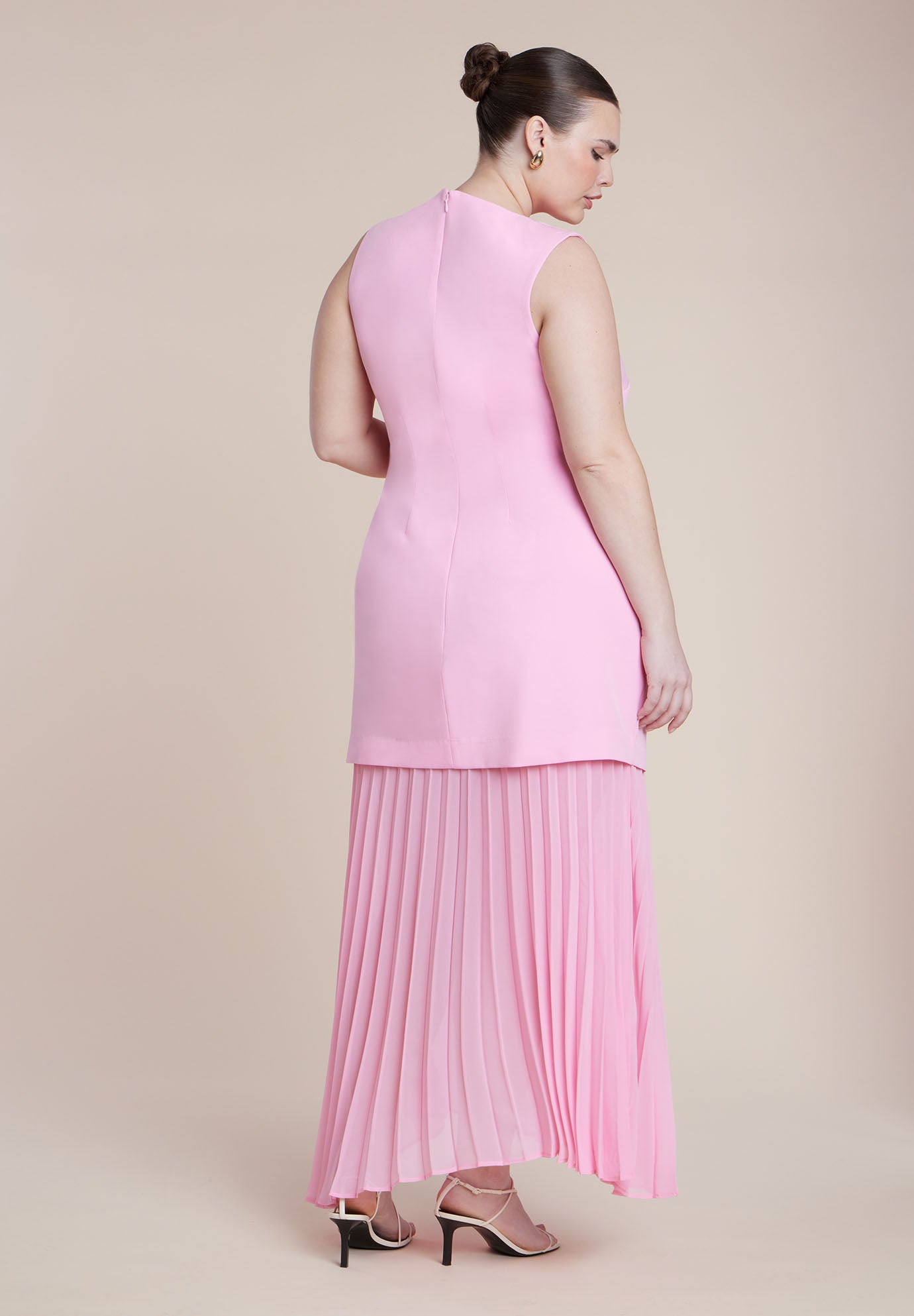 Combo Fabric Pleated Dress image number 3