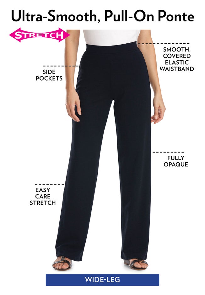 Stretch Ponte Knit Pull-On Wide-Leg Pants image number 2