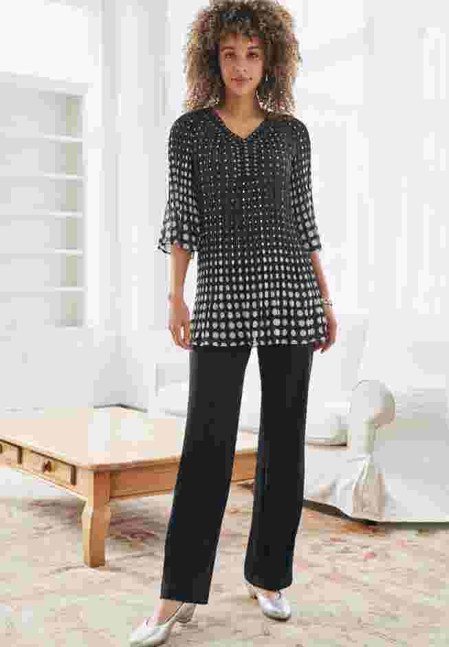 Womens Plus-Size Stretch Ponte Knit Pull-On Wide-Leg Pants image number 5