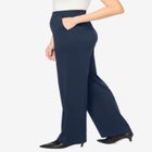 Stretch Ponte Knit Pull-On Wide-Leg Pants image number null