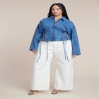 Lace Up Denim Jacket image number null