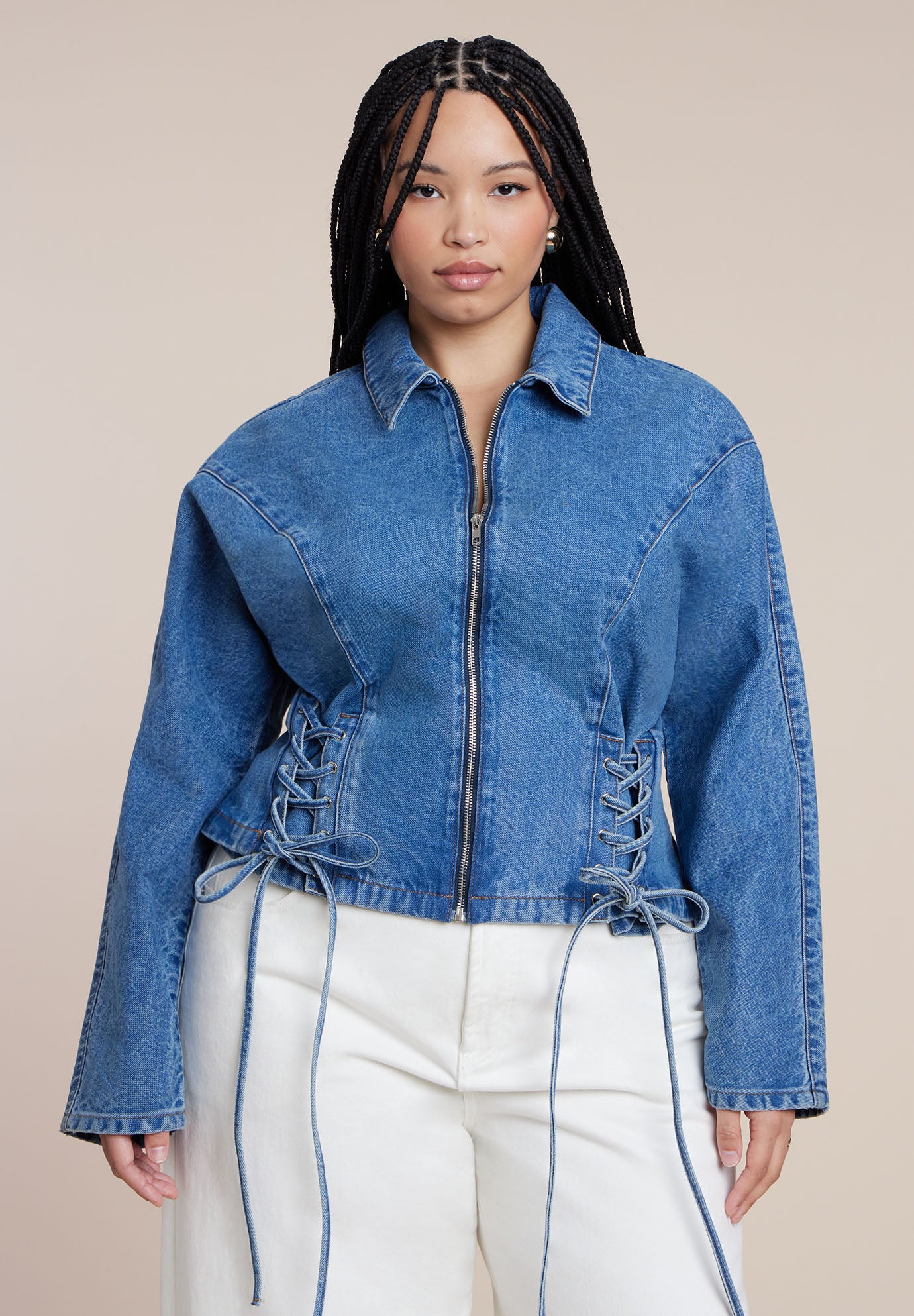 Lace Up Denim Jacket image number 0