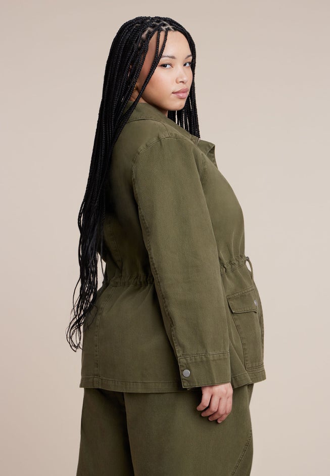 Drawstring Waist Cargo Jacket image number 2