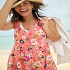 Button-Front Empire Sleeveless Knit Dress image number null