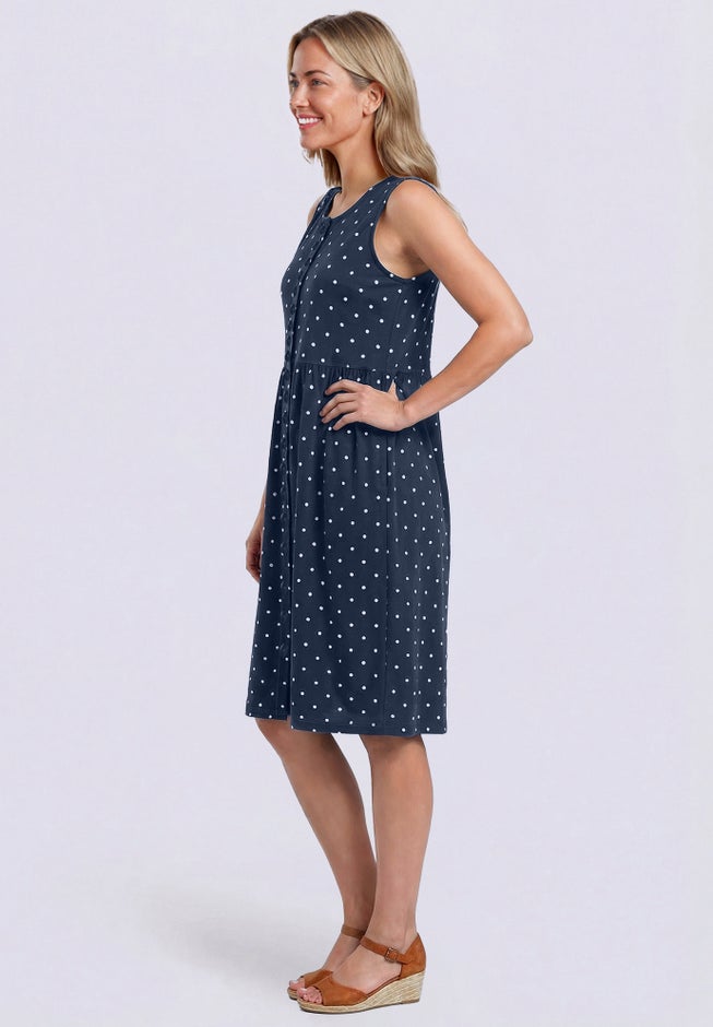 Button-Front Empire Sleeveless Knit Dress image number 2