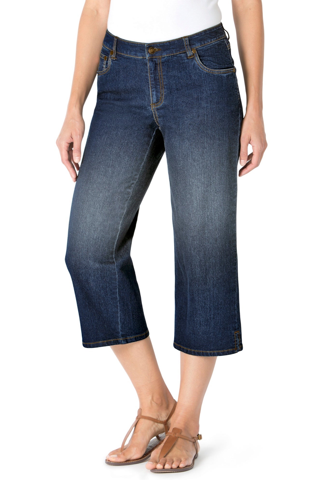 Clean Front Denim Capri image number 0
