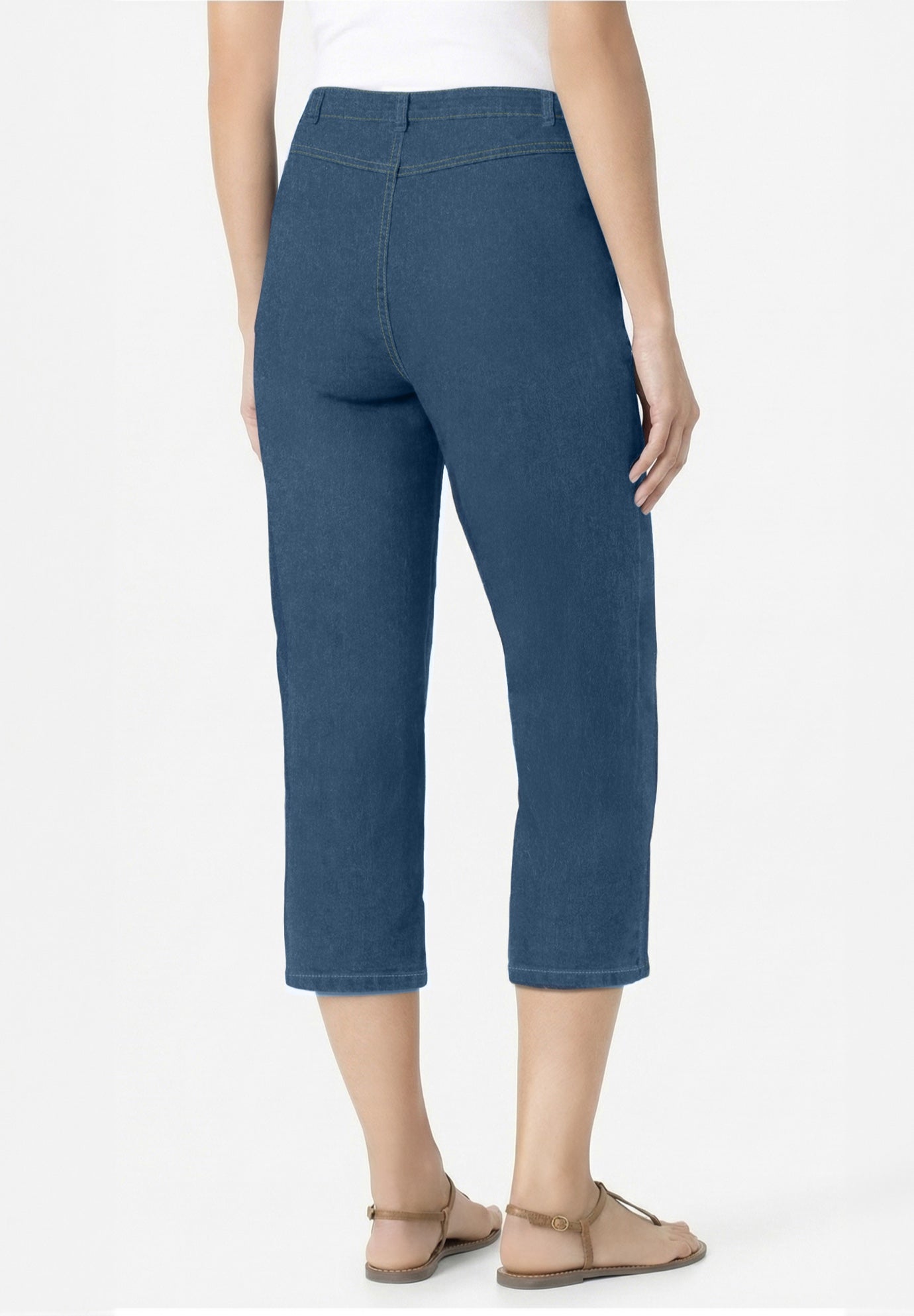 Clean Front Denim Capri image number 1