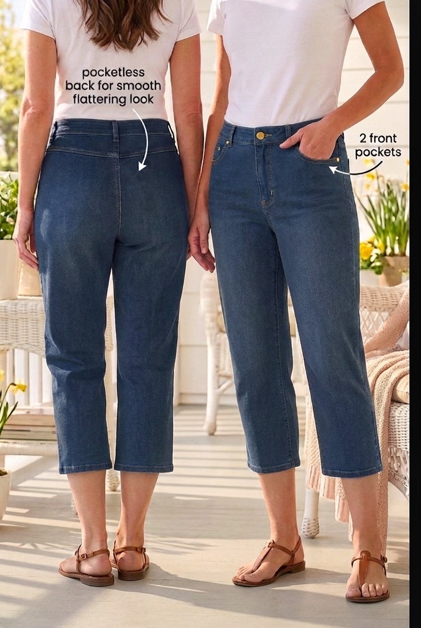Clean Front Denim Capri image number 0