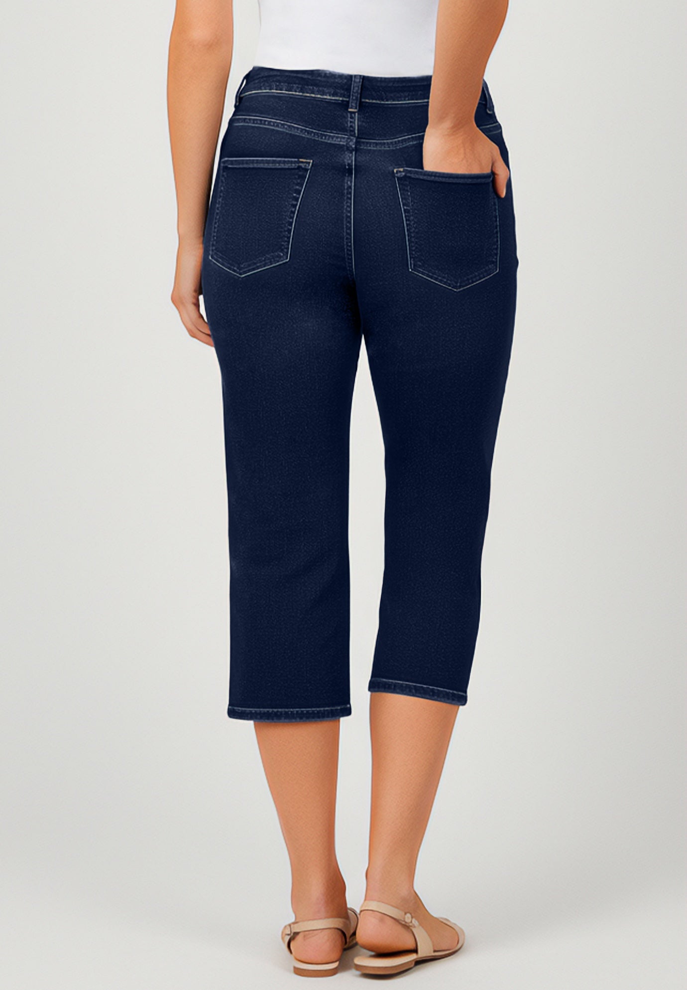 Clean Front Denim Capri image number 1