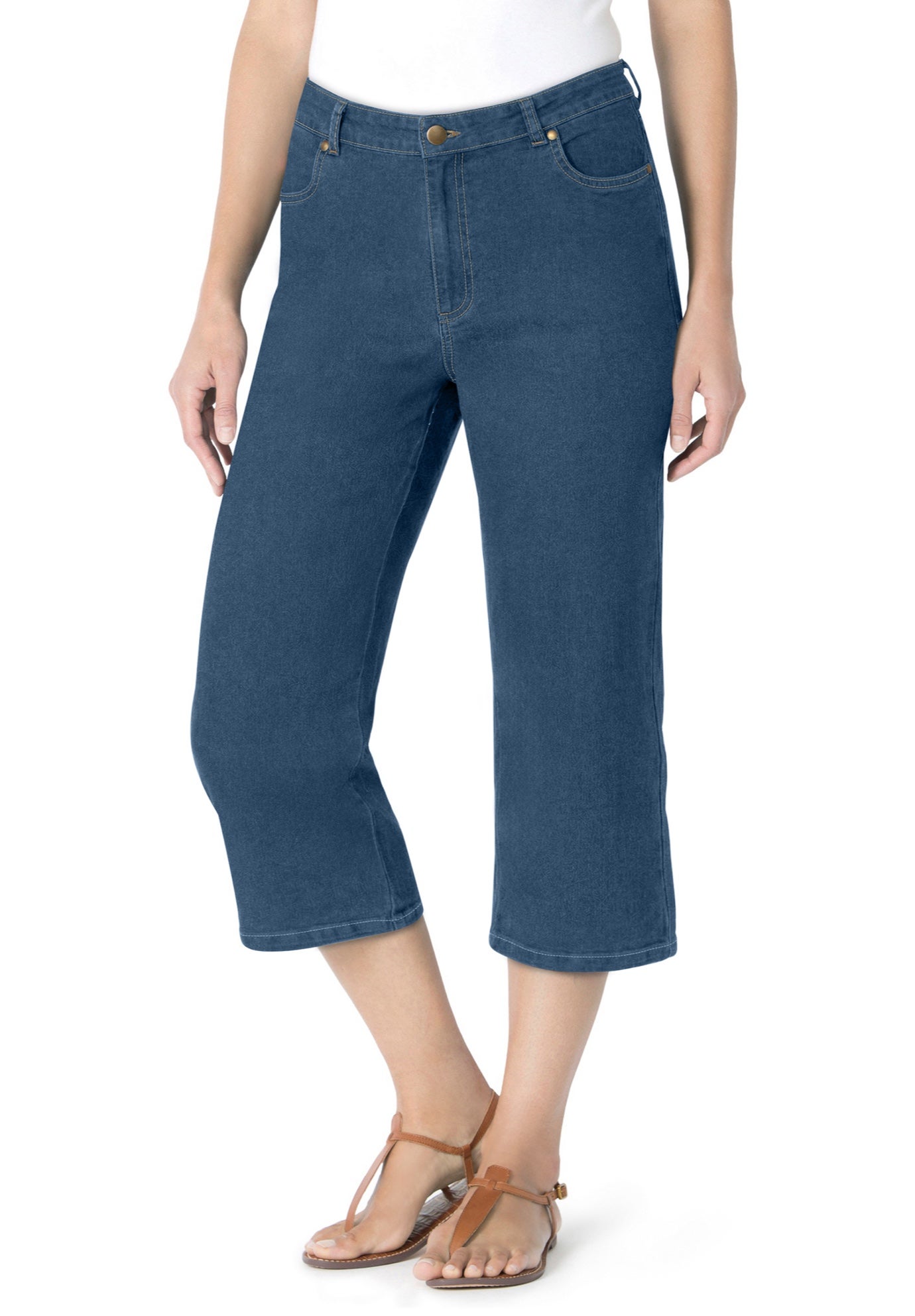 Clean Front Denim Capri image number 0