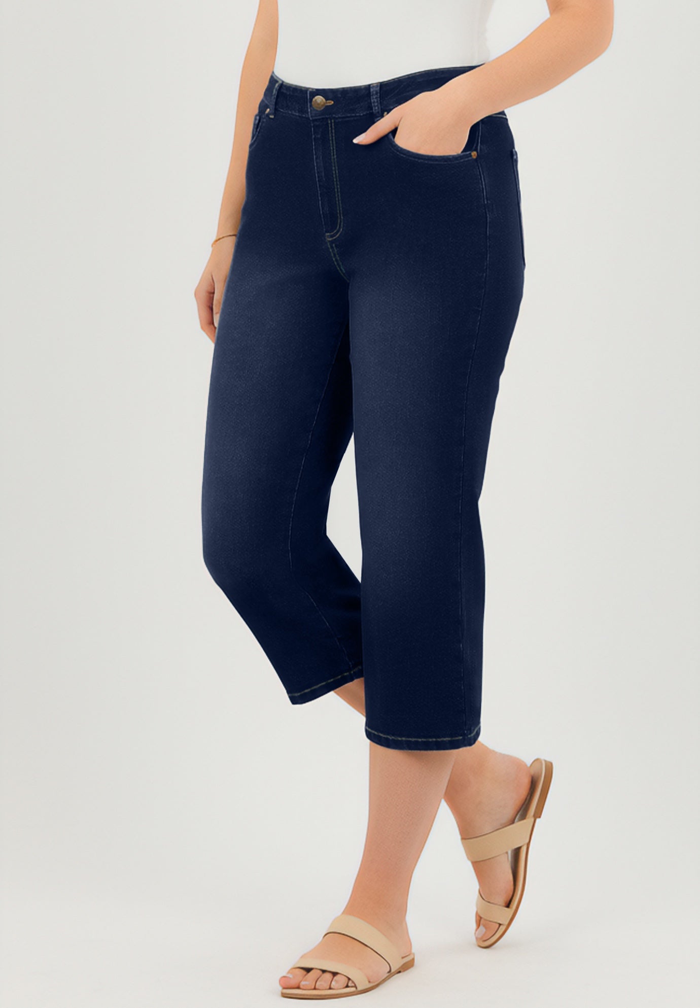 Clean Front Denim Capri image number 0