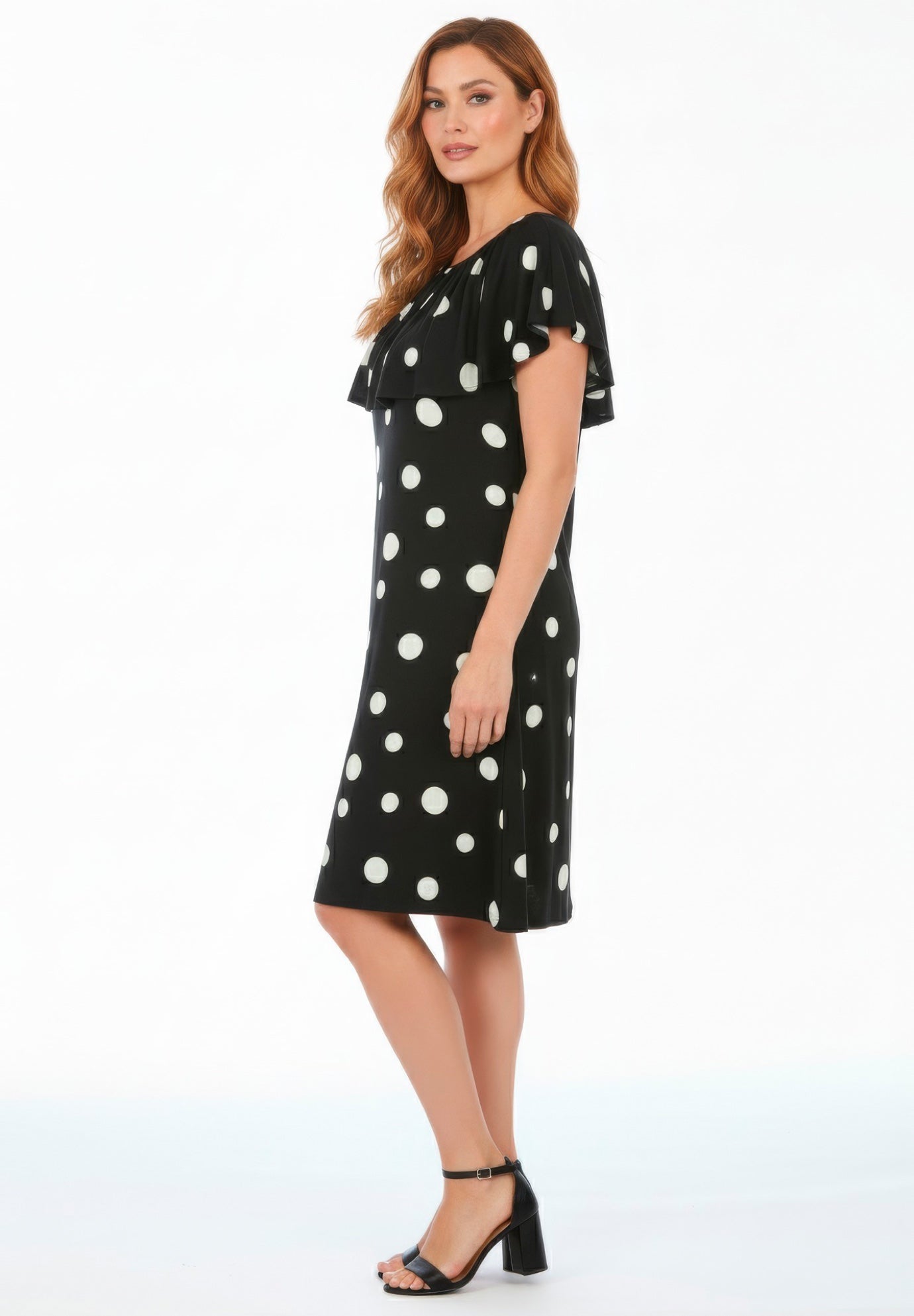 Plus Size Stretch Knit Convertible Flounce Dress image number 5