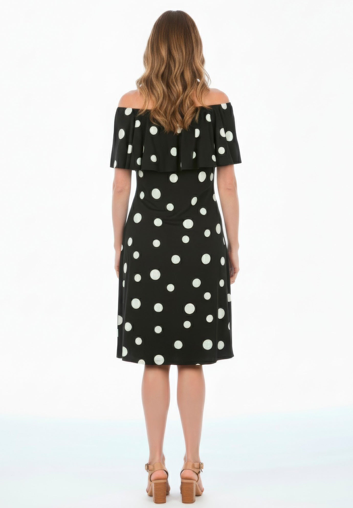 Plus Size Stretch Knit Convertible Flounce Dress image number 6