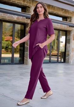 Plus Size Soft Knit Tunic with Notch Neckline