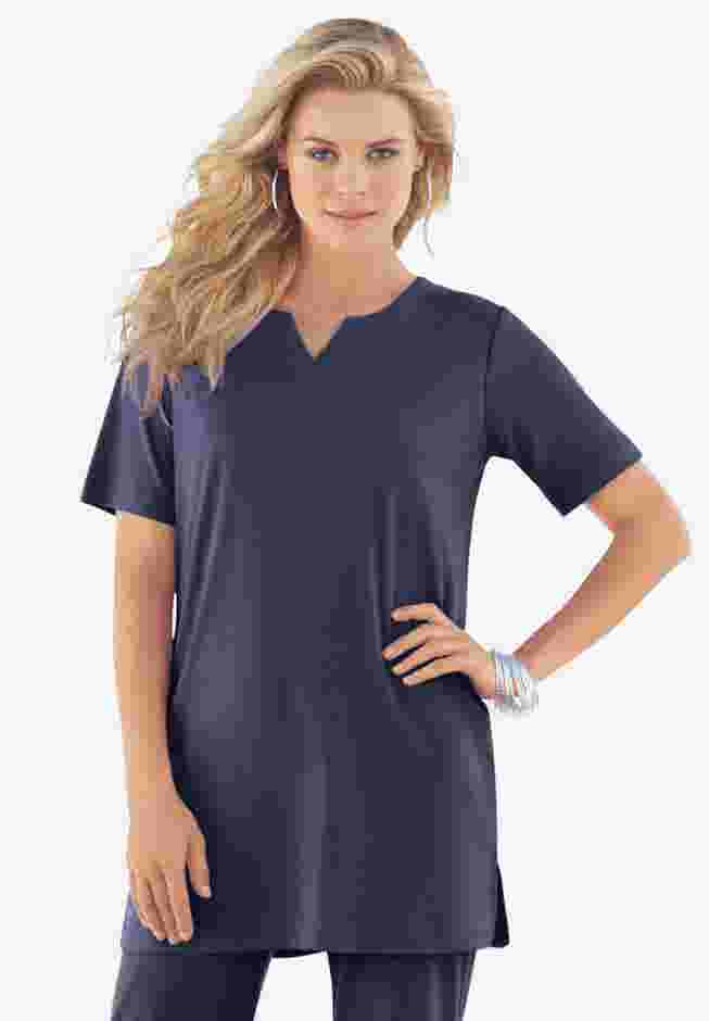 Notch Neck Soft Knit Tunic image number 0