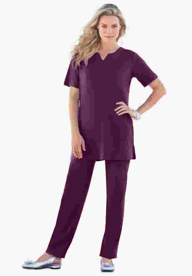 Notch Neck Soft Knit Tunic image number 0