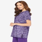 Plus Size Soft Knit Print Tunic with Notch Neckline image number null