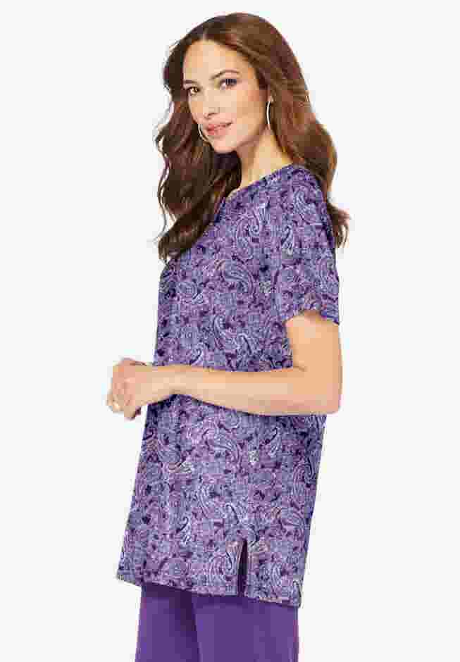 Soft Knit Print Notch Neck Tunic image number 3