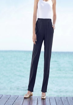 Plus Size Soft Knit Relaxed Pull-On Straight Leg Pant