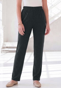 Plus Size Soft Knit Relaxed Pull-On Straight Leg Pant