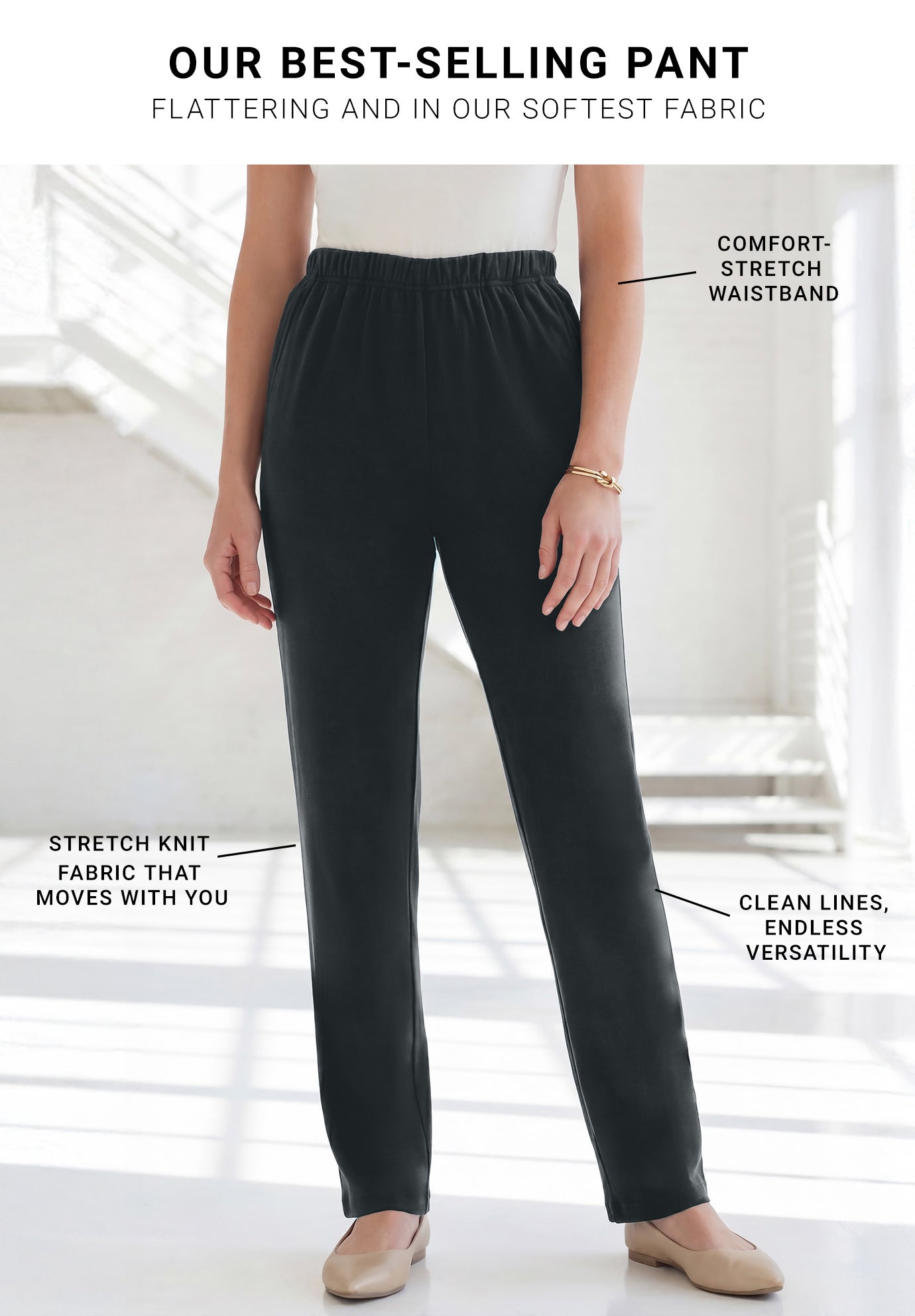 Plus Size Soft Knit Relaxed Pull-On Straight Leg Pant image number 0