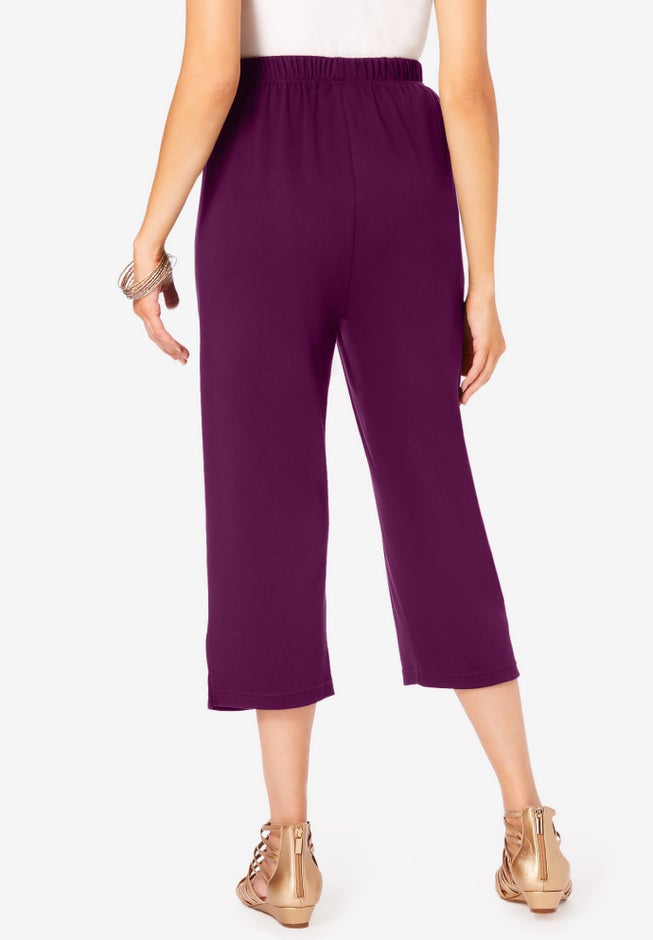 Plus Size Soft Knit Pull-On Capri Pant image number 1