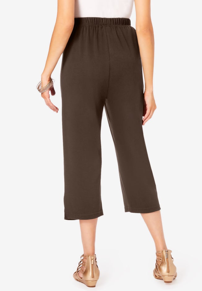 Plus Size Soft Knit Relaxed Pull-On Capri Pant image number 1